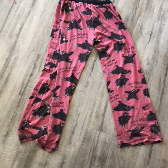 Black and hot pink Panama pants with bears on them. Front black pocket. - Picture 6 of 6